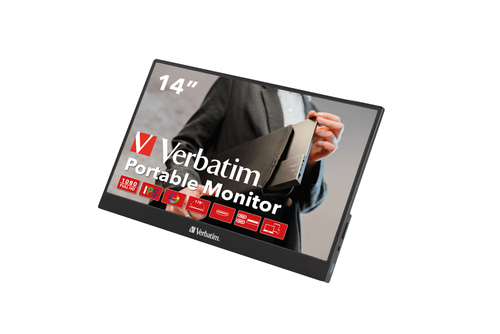 Monitor LCD Verbatim PM-14 355,6 mm (14") Classe Full HD - 16:9 - Nero - 35,6 cm (14") Viewable - Tecnologia In-plane Swit