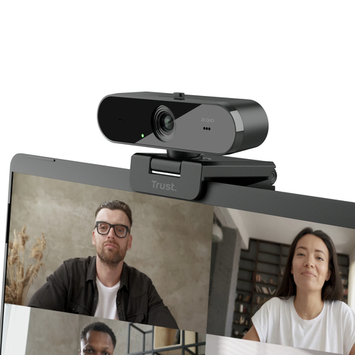 Trust - Webcam - 30 fps - Schwarz - USB 2.0 - 2560 x 1440 Pixel Videoauflösung - QHD - Autofokus - 92° Angle - Tischhalter