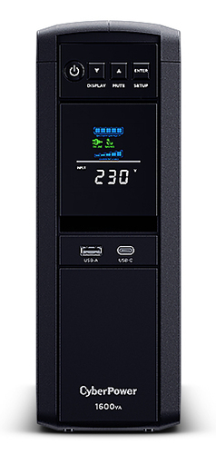 CyberPower PFC Sinewave CP1600EPFCLCD-UK Line-interactive UPS - 1.60 kVA/1 kW - Tower - AVR - 8 Hour Recharge - 2.60 Minut