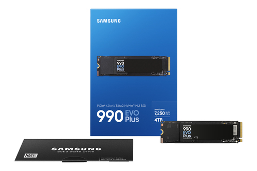 Samsung MZ-V9S4T0. SSD capacity: 4 TB, SSD form factor: M.2, Read speed: 7250 MB/s, Write speed: 6300 MB/s, Component for: PC