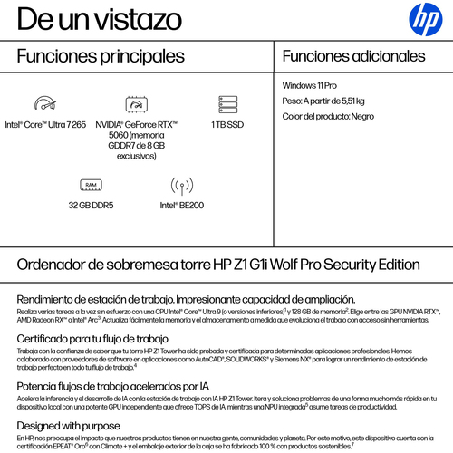 HP Z1 G1I U7-265 1TB 32GB NVD GEF RTX 5060 W11P