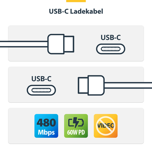 2M WHITE USB-C CHARGING CABLE 60W POWER DELIVERY M/M TYPE-C