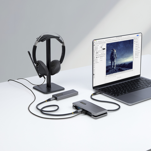 Hub USB-C à 4 Ports - 1x USB A et 3x USB C - Adaptateur Multiport USB 3.1 10 Gbps - Splitter UBS-C Portable, Câble de 25 c