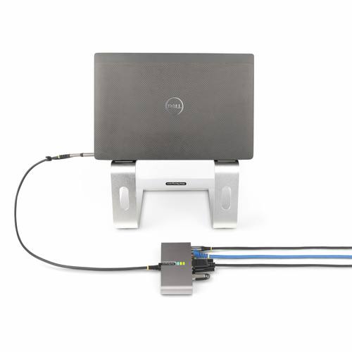 StarTech.com 2-Port USB-C Hub with Gb Ethernet and RS232 FTDI Serial, Attached USB-C to USB-A Dongle, 100W PD Pass-Through