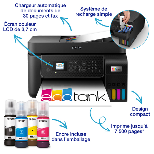 Epson ET-4800 Wireless EcoTank Inkjet Multifunction Printer - Colour - Copier/Fax/Printer/Scanner - 5760 x 1440 dpi Print 