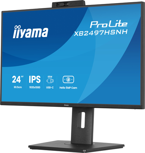 iiyama ProLite XB2497HSNH-B1 24 Zoll Klasse Webcam Full HD LED-Monitor - 16:9 Format - Mattschwarz - 60,5 cm (23,8 Zoll) V
