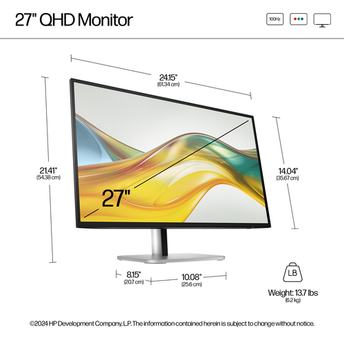 HP 527pq 27 Zoll Klasse WQHD LED-Monitor - 16:9 Format - 68,6 cm (27 Zoll) Viewable - IPS-Technologie (In-Plane-Switching)