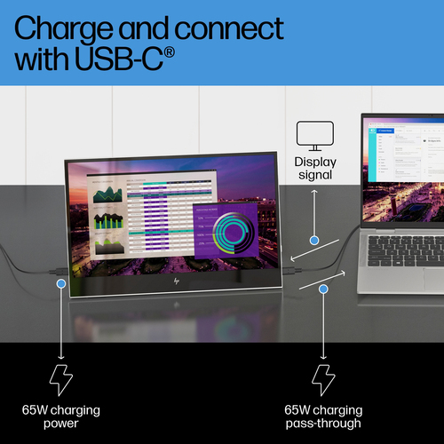 HP E-Series E14 G4 Portable Monitor. Display diagonal: 35.6 cm (14"), Display resolution: 1920 x 1080 pixels, HD type: Ful