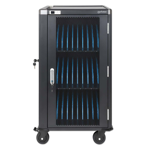 Manhattan Laptop Charging Cart/Trolley via AC Adapter (UK) 30-bay, Install device's AC Adapter (power cables) into unit, S