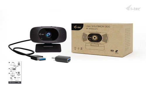 i-tec SOLOMON 300 4K Webcam. Megapixel (approx.): 8.29 MP, Maximum video resolution: 3840 x 2160 pixels, Camera HD type: 4