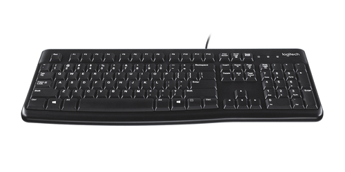 Logitech K120 Keyboard - Cable Connectivity - USB Interface - English - QWERTY Layout - Black - USB Interface - English - 