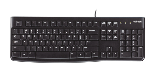 Logitech K120 Keyboard - Cable Connectivity - USB Interface - English - QWERTY Layout - Black - USB Interface - English - 