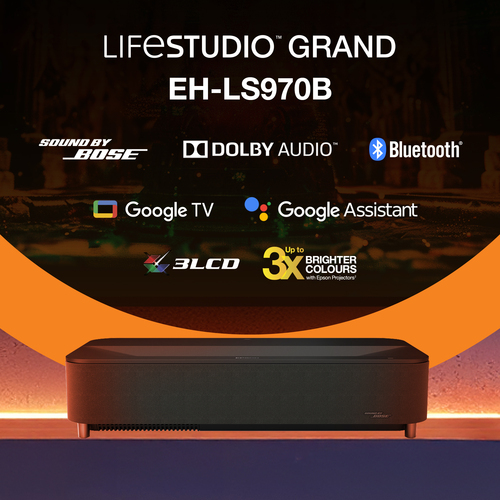 Epson Lifestudio Grand Plus EH-LS970B - Metallic black. Projector brightness: 4000 ANSI lumens, Projection technology: 3LC