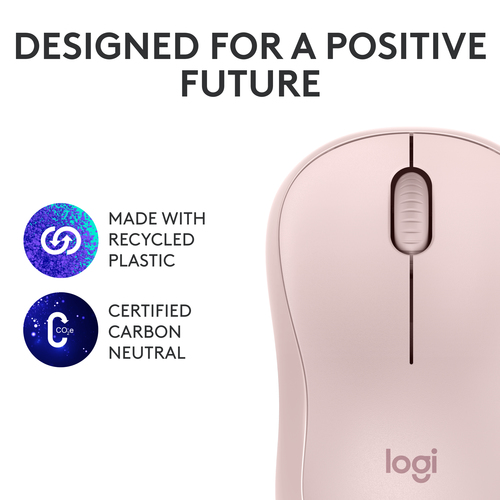 Logitech Silent M240 Mouse - Bluetooth - Optical - 3 Button(s) - 1 Programmable Button(s) - Rose - Wireless - 4000 dpi - S