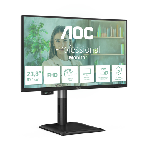 AOC 24P4U. Display diagonal: 60.5 cm (23.8"), Display resolution: 1920 x 1080 pixels, HD type: Full HD, Response time: 4 m