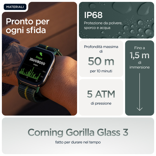 Motorola moto watch fit. Dimensioni diagonale schermo: 4,83 cm (1.9"), Tecnologia display: OLED, Touch screen. GPS (satell