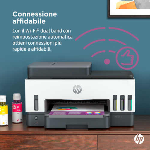 Stampante multifunzione a getto di inchiostro HP 7605 Smart Tank - Fotocopiatrice/Stampante/Scanner - 4800 x 1200 Stampa dpi