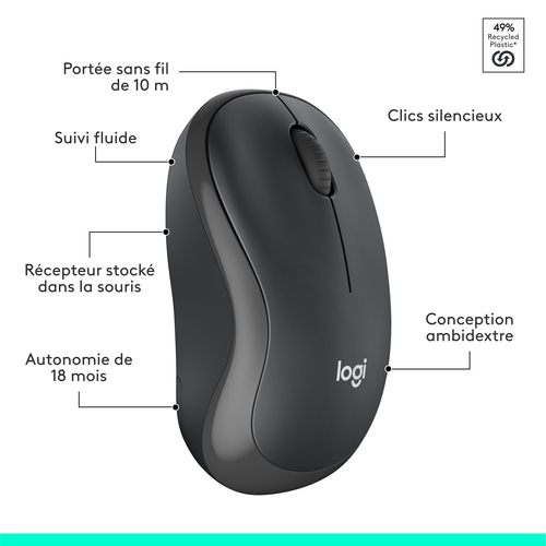 Logitech MK295 Silent. Facteur de forme du clavier: Taille réelle (100 %). Style de clavier: Droit. Technologie de connect