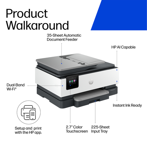 HP OfficeJet Pro Wireless Color Printer. Print technology: Thermal inkjet, Printing: Colour printing, Maximum resolution: 