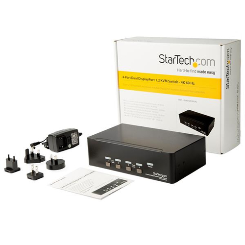 StarTech.com DisplayPort KVM - 4 port - 4K 60Hz - Dual Monitor KVM - DisplayPort Switch - KVM DisplayPort - Desktop KVM Sw