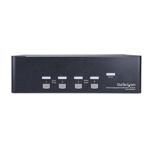 StarTech.com DisplayPort KVM - 4 port - 4K 60Hz - Dual Monitor KVM - DisplayPort Switch - KVM DisplayPort - Desktop KVM Sw