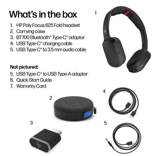 Poly Focus 625 Fold Kabel/Kabellos Kopfbügel Stereo Headset - Microsoft-Teams-Zertifizierung - Binaural - Ohraufliegend - 