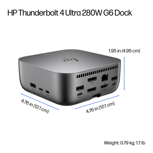 HP Thunderbolt 4 Ultra 280 W G6 Dockingstation. Übertragungstechnik: Kabelgebunden, Hostschnittstelle: Thunderbolt 4, USB-