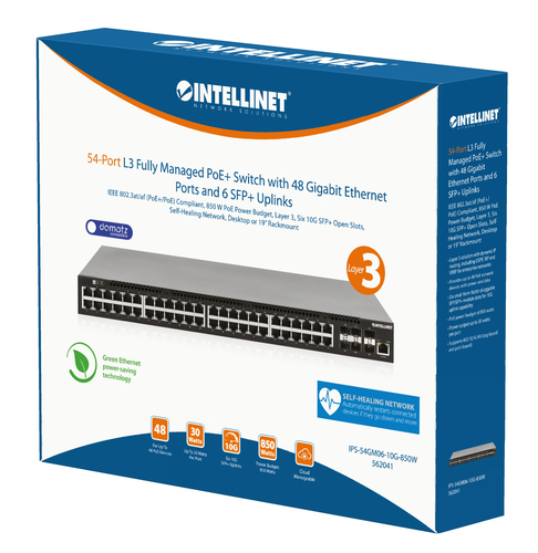 Intellinet 48 Ports Manageable Ethernet Switch - Gigabit Ethernet - 10/100/1000Base-T, 10GBase-X - 3 Layer Supported - 900