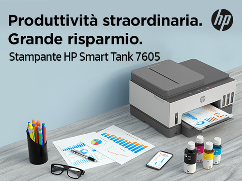 Stampante multifunzione a getto di inchiostro HP 7605 Smart Tank - Fotocopiatrice/Stampante/Scanner - 4800 x 1200 Stampa dpi