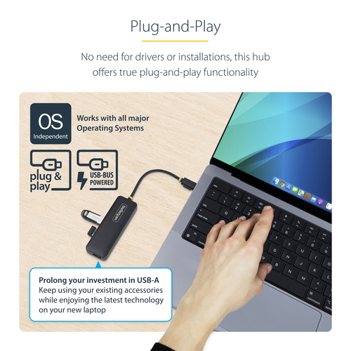 StarTech.com H5C4A-USB-HUB. Hostschnittstelle: USB 3.2 Gen 1 (3.1 Gen 1) Type-C, Hub interfaces: USB 3.2 Gen 1 (3.1 Gen 1)