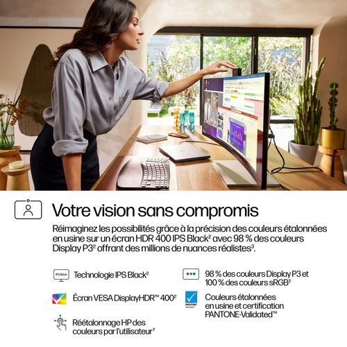 HP Series 7 Pro 34 inch WQHD Conferencing Monitor - 734pm. Display diagonal: 86.4 cm (34"), Display resolution: 3440 x 144