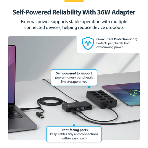 StarTech.com USB Hub - USB 3.2 (Gen 1) Type C - 640 MB/s - Flash Drive - Desktop - Black - UASP Support - 5 Total USB Port(s)