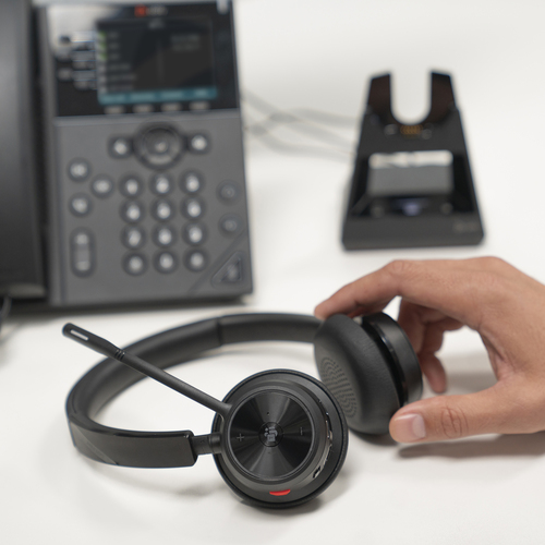 Poly Voyager 4300 UC 4320-M Kabel/Kabellos Kopfbügel, Auf den Ohren Stereo Headset - Schwarz - Google Assistant, Siri - Bi