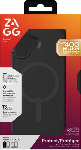 ZAGG Sedona Snap Hülle für Apple iPhone 17 Smartphone - Stoßdämpfend, Sturzsicher, Schlagfest, Rutschfester - Graphen - Ka
