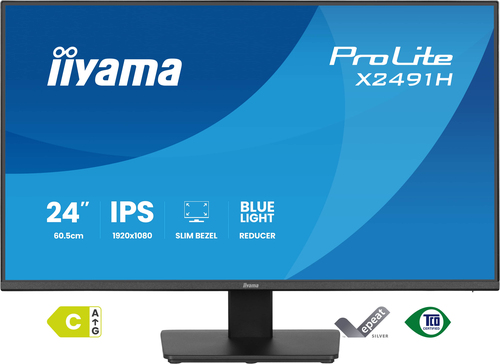 iiyama ProLite X2491H-B1 24 Zoll Klasse Full HD LED-Monitor - 16:9 Format - Mattschwarz - 60,5 cm (23,8 Zoll) Viewable - I