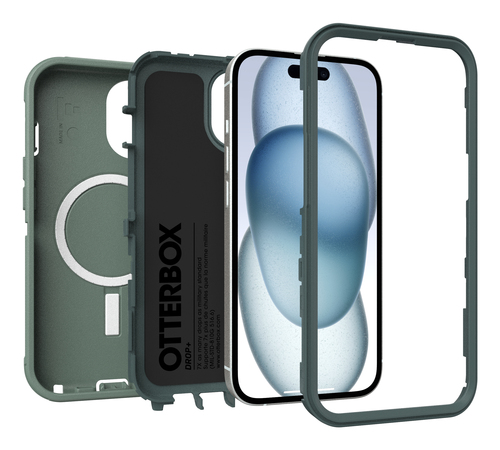 OtterBox Defender Case for Apple iPhone 14, iPhone 13, iPhone 15 Smartphone - Forest Ranger (Green) - Wireless Charging Co