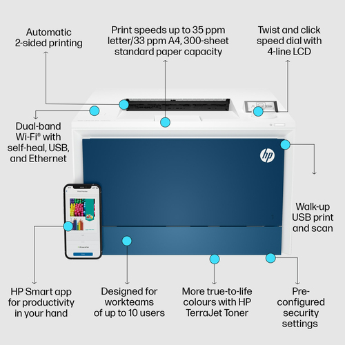 Imprimante laser HP LaserJet Pro 4202dw - Couleur - Impression papier ordinaire