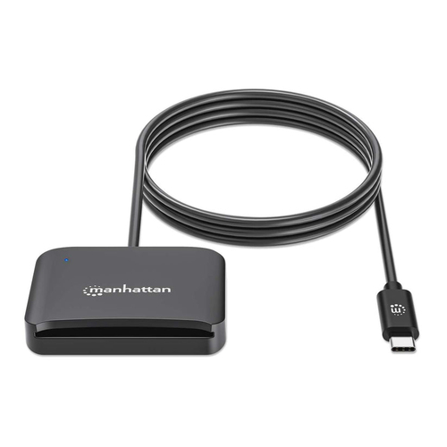Manhattan Contact Portable Smart Card Reader - Black - Banking, Healthcare, Government, Time and Attendance, Desktop, Note