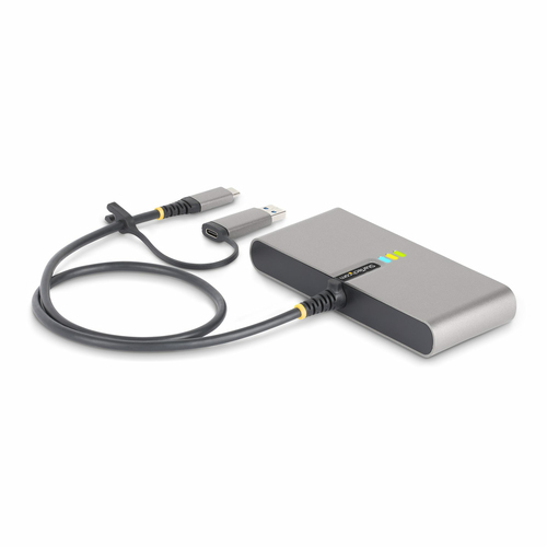 StarTech.com 2-Port USB-C Hub with Gb Ethernet and RS232 FTDI Serial, Attached USB-C to USB-A Dongle, 100W PD Pass-Through