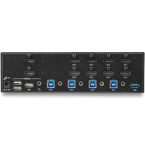 StarTech.com 4-Port Dual Monitor HDMI KVM Switch with Audio & USB 3.0 hub - 4K 30Hz - 4 PC Mac Computer KVM Switch Box for