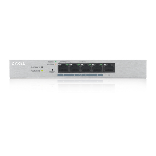 ZYXEL GS1200 GS1200-5HP v2 5 Ports Ethernet Switch - Gigabit Ethernet - 10/100/1000Base-T - 2 Layer Supported - Twisted Pa