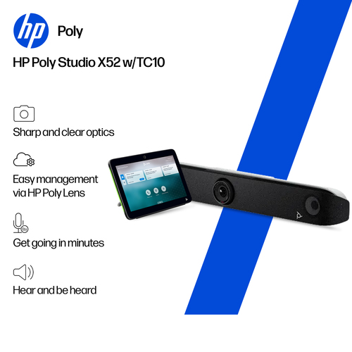 Poly Studio X52 Video Conference Equipment - White - 3840 x 2160 Video (Live) Video (Content) - H.323, SIP - 4K UHD - H.26