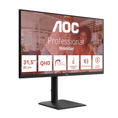AOC Q32E4U 32" Class WQHD LED Monitor - 16:9 - Black - 80 cm (31.5") Viewable - In-plane Switching (IPS) Technology - WLED