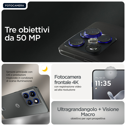 Motorola edge 70 12/512 GADGET GREY. Dimensioni diagonale schermo: 17 cm (6.7"), Risoluzione del display: 2712 x 1220 Pixe