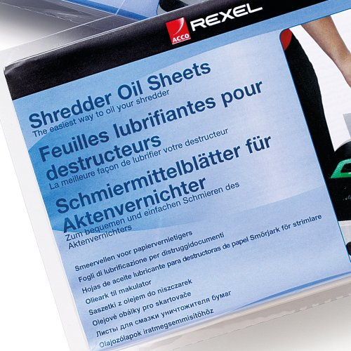 Rexel Shredder Oil Sheets (pack of 20). Quantity per pack: 20 pc(s)
