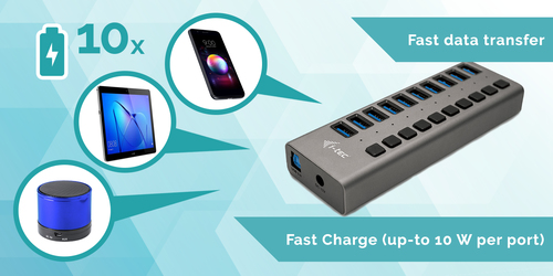 I-TEC USB 3.0 HUB 10 PORT 48 W I-TEC USB 3.0 HUB 10 PORT 48 W