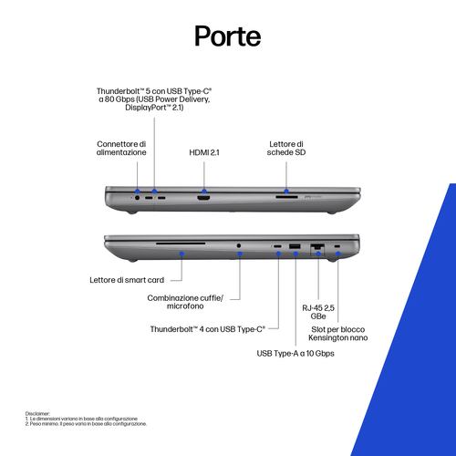 Workstation portatile - HP ZBook Fury G1i 45,7 cm (18") - WQXGA - 165 Hz - Intel Core Ultra 7 Seconda generazione 255HX - 