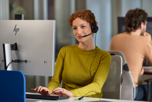 Poly Mission 400 415 Kabel Kopfbügel, Auf den Ohren Mono Headset - Schwarz - Microsoft-Teams-Zertifizierung - Monaural - O
