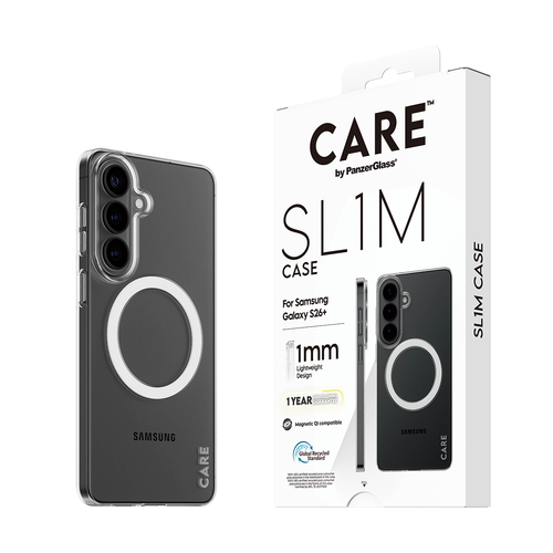 PanzerGlass CARE™ by ® SL1M Case Transparent w. Qi Samsung Galaxy S26+. Case type: Cover, Brand compatibility: Samsung, Co