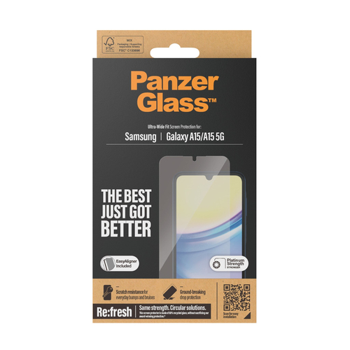 PanzerGlass Screen Protector for Galaxy A15, Galaxy A15 5G - For Super AMOLED Smartphone - Shock Resistant, Drop Resistant